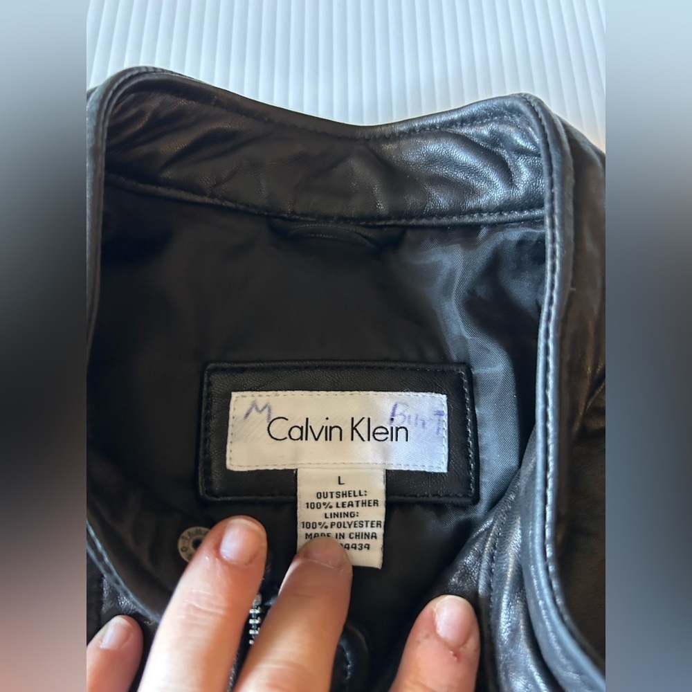 Calvin Klein Black Leather Jacket - Picture 3 of 7